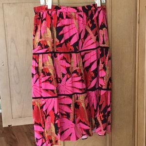 J Crew 3 tiered midi skirt in vibrant print